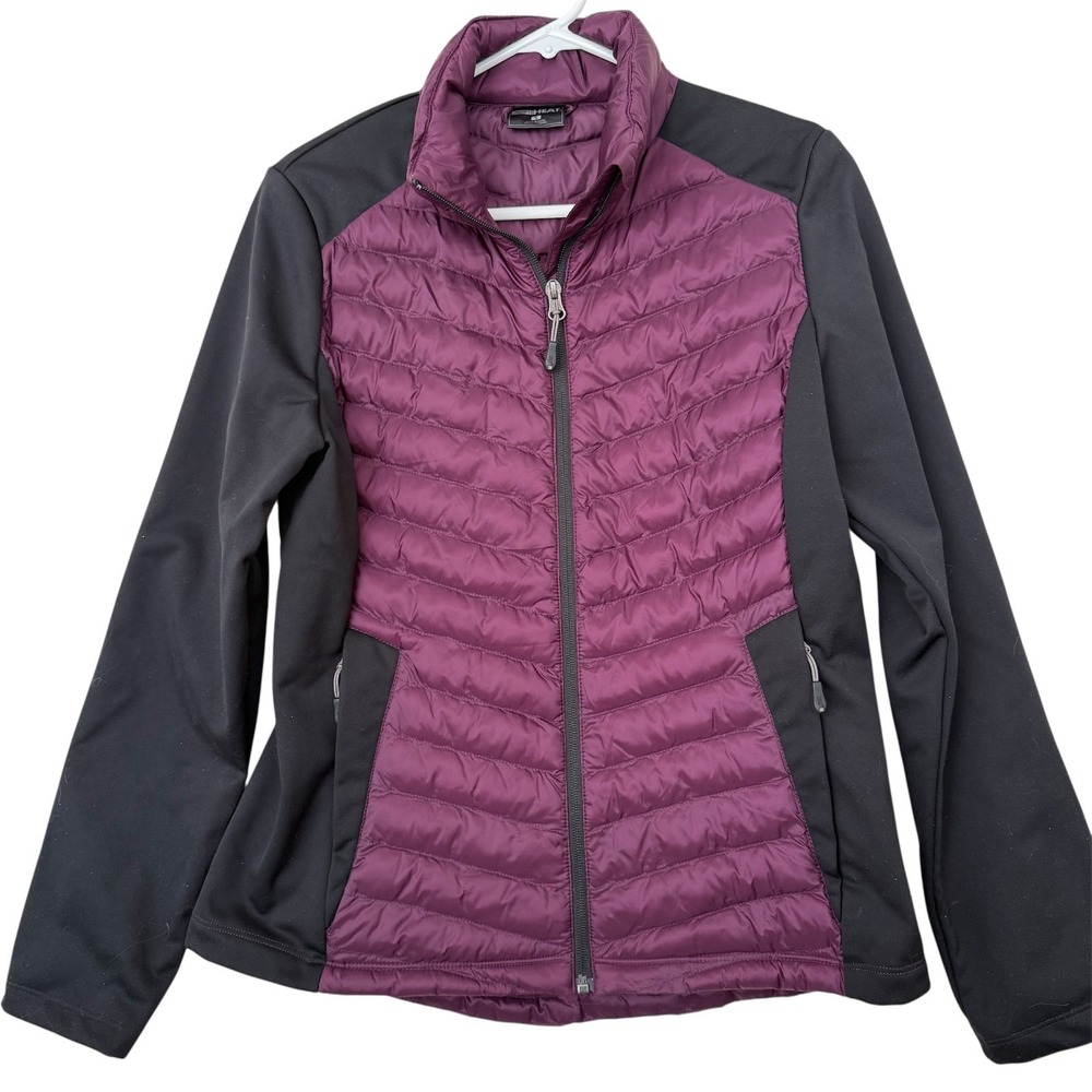32 Degrees Heat Mixed Media Puffer Jacket Purple Small Outdoor Gorpcore Hiking - Picture 3 of 12